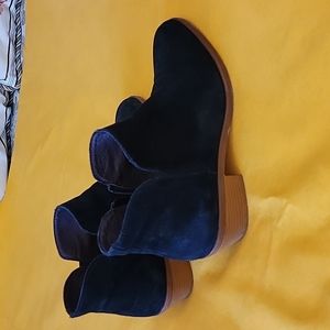 Garnet hill black suede leather ankle boots size gray 10